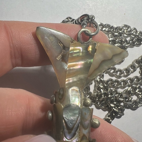 Vintage Abalone Articulated Fish Bottle Opener Mexican Silver - Picture 7 of 15